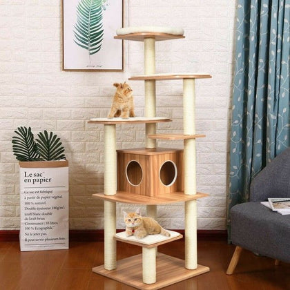 Elevate Your Cat’s Playtime: Modern Multi-Level Cat Tree with Cozy Perches
