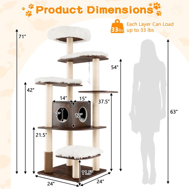 Elevate Your Cat’s Playtime: Modern Multi-Level Cat Tree with Cozy Perches