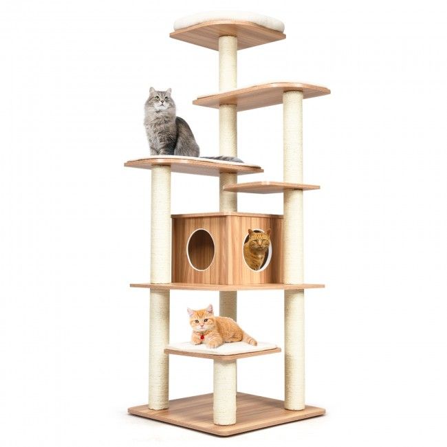 Elevate Your Cat’s Playtime: Modern Multi-Level Cat Tree with Cozy Perches