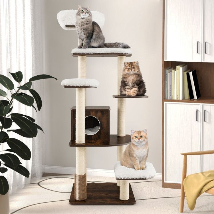 Elevate Your Cat’s Playtime: Modern Multi-Level Cat Tree with Cozy Perches
