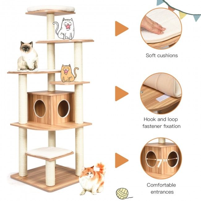 Elevate Your Cat’s Playtime: Modern Multi-Level Cat Tree with Cozy Perches