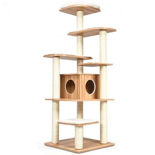 Elevate Your Cat’s Playtime: Modern Multi-Level Cat Tree with Cozy Perches