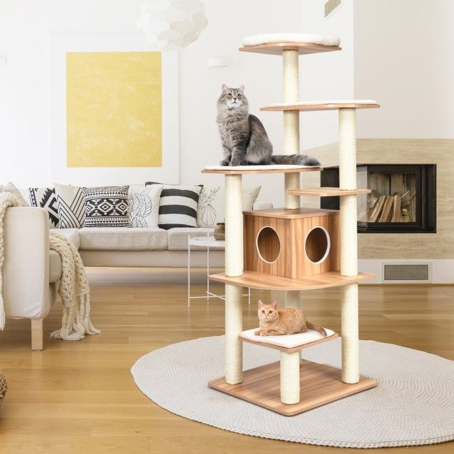 Elevate Your Cat’s Playtime: Modern Multi-Level Cat Tree with Cozy Perches