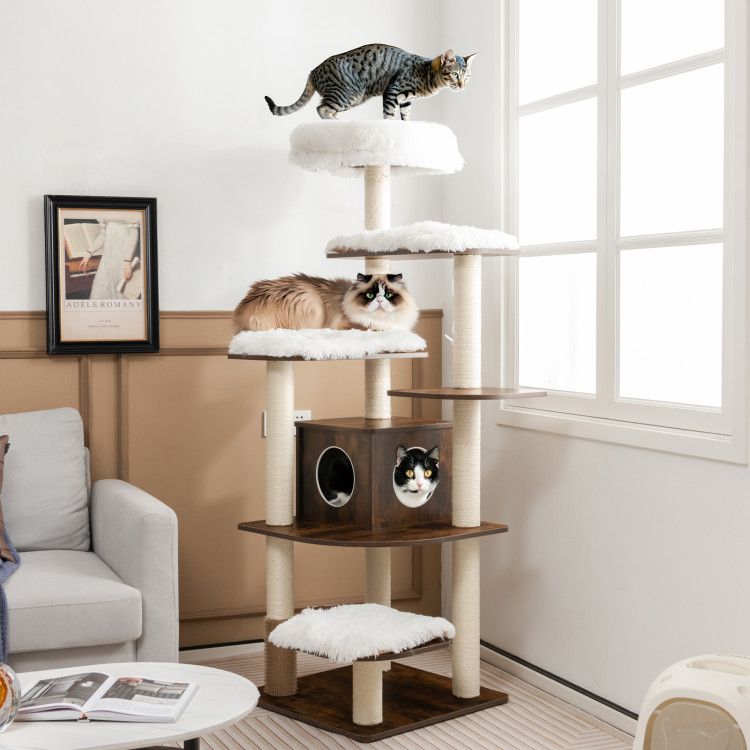 Elevate Your Cat’s Playtime: Modern Multi-Level Cat Tree with Cozy Perches