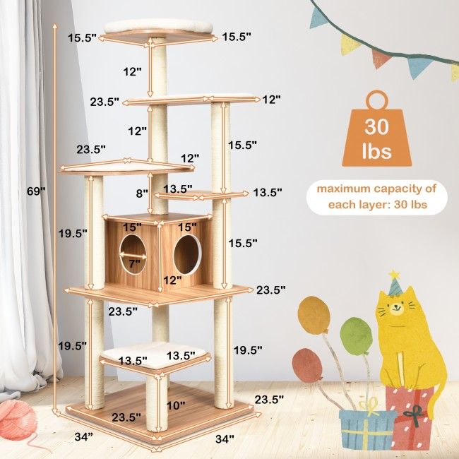 Elevate Your Cat’s Playtime: Modern Multi-Level Cat Tree with Cozy Perches