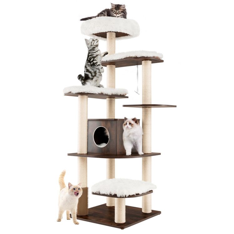 Elevate Your Cat’s Playtime: Modern Multi-Level Cat Tree with Cozy Perches