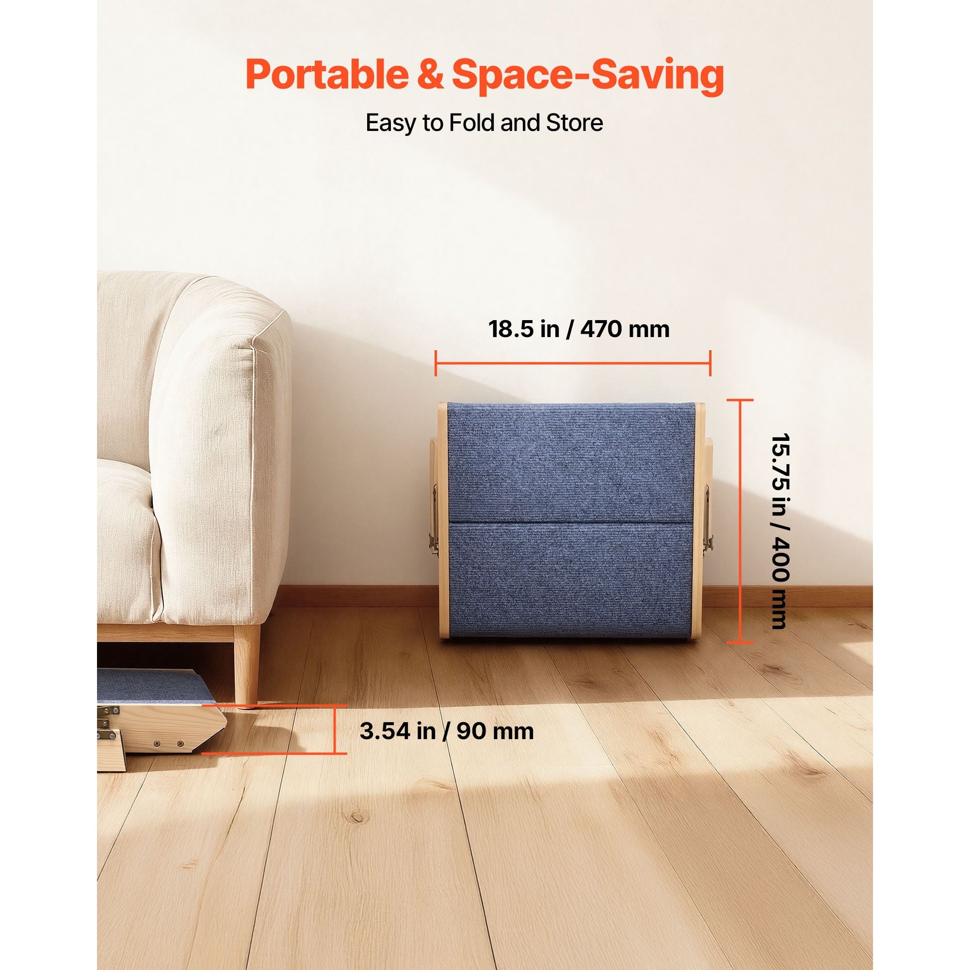 Sturdy 2-Step Pet Stairs for Bed & Sofa, Supports