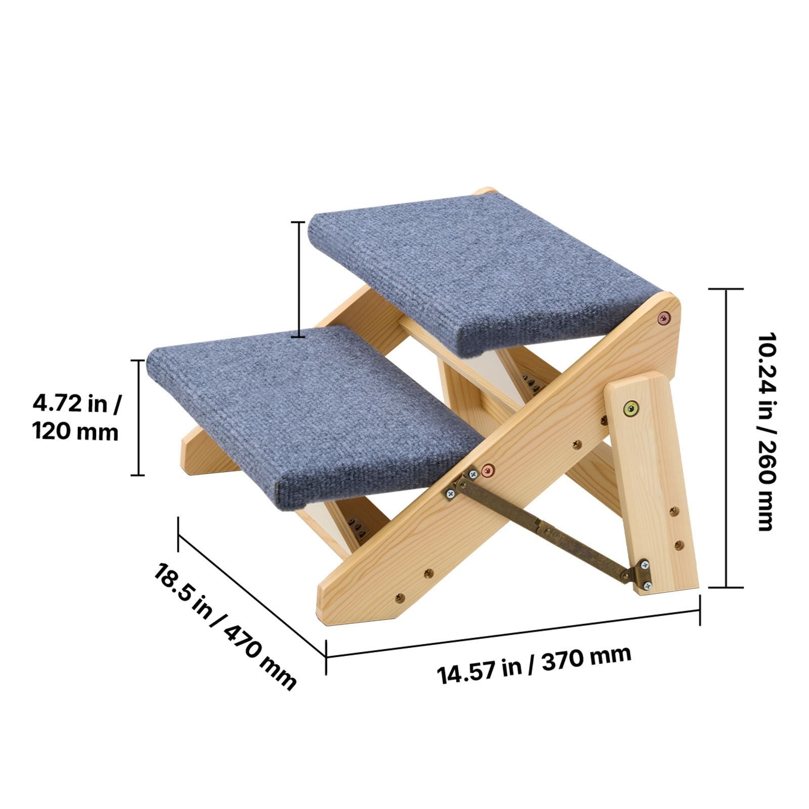 Sturdy 2-Step Pet Stairs for Bed & Sofa, Supports