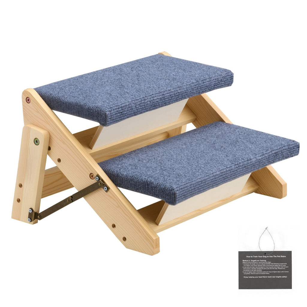 Sturdy 2-Step Pet Stairs for Bed & Sofa, Supports