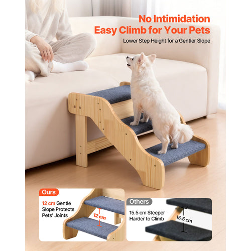 3-Step furniture-style Pet Stairs for High Beds & Sofas – Supports Up to