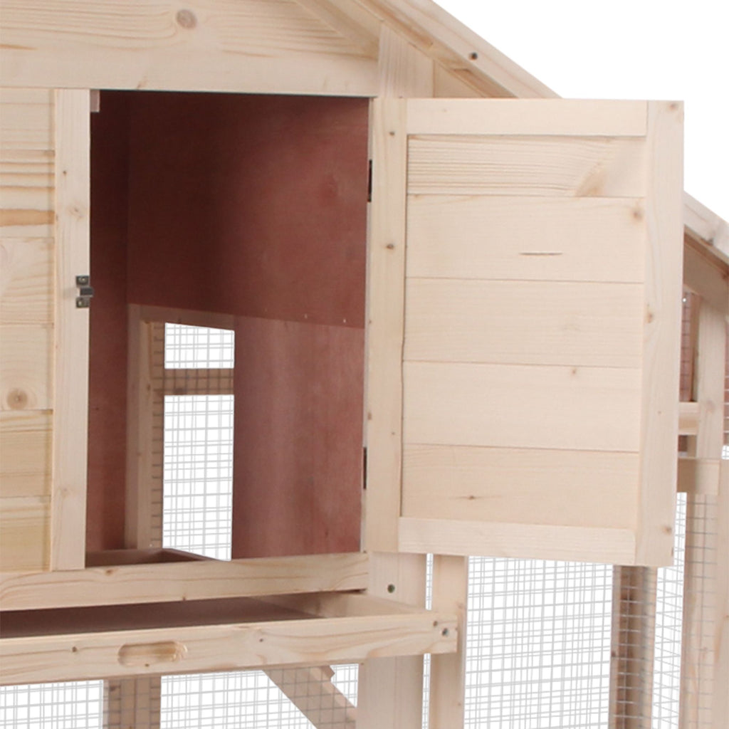 PawHut 2-Tier furniture-style Rabbit Hutch with Run & Ramp