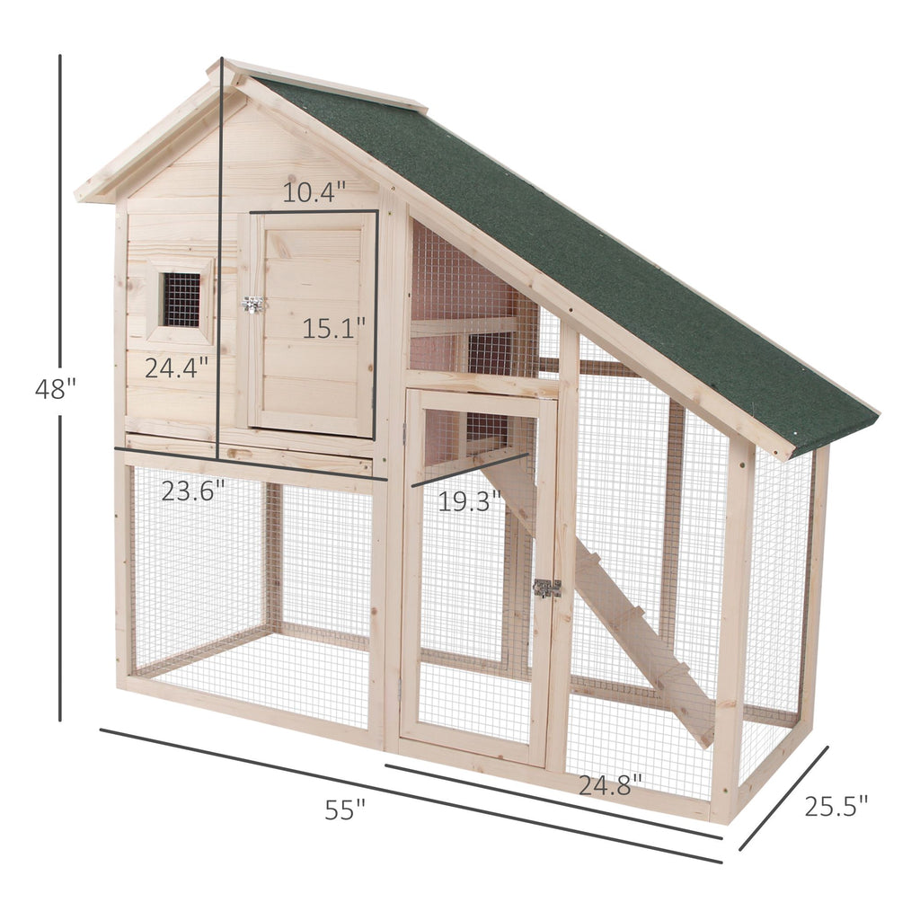 PawHut 2-Tier furniture-style Rabbit Hutch with Run & Ramp