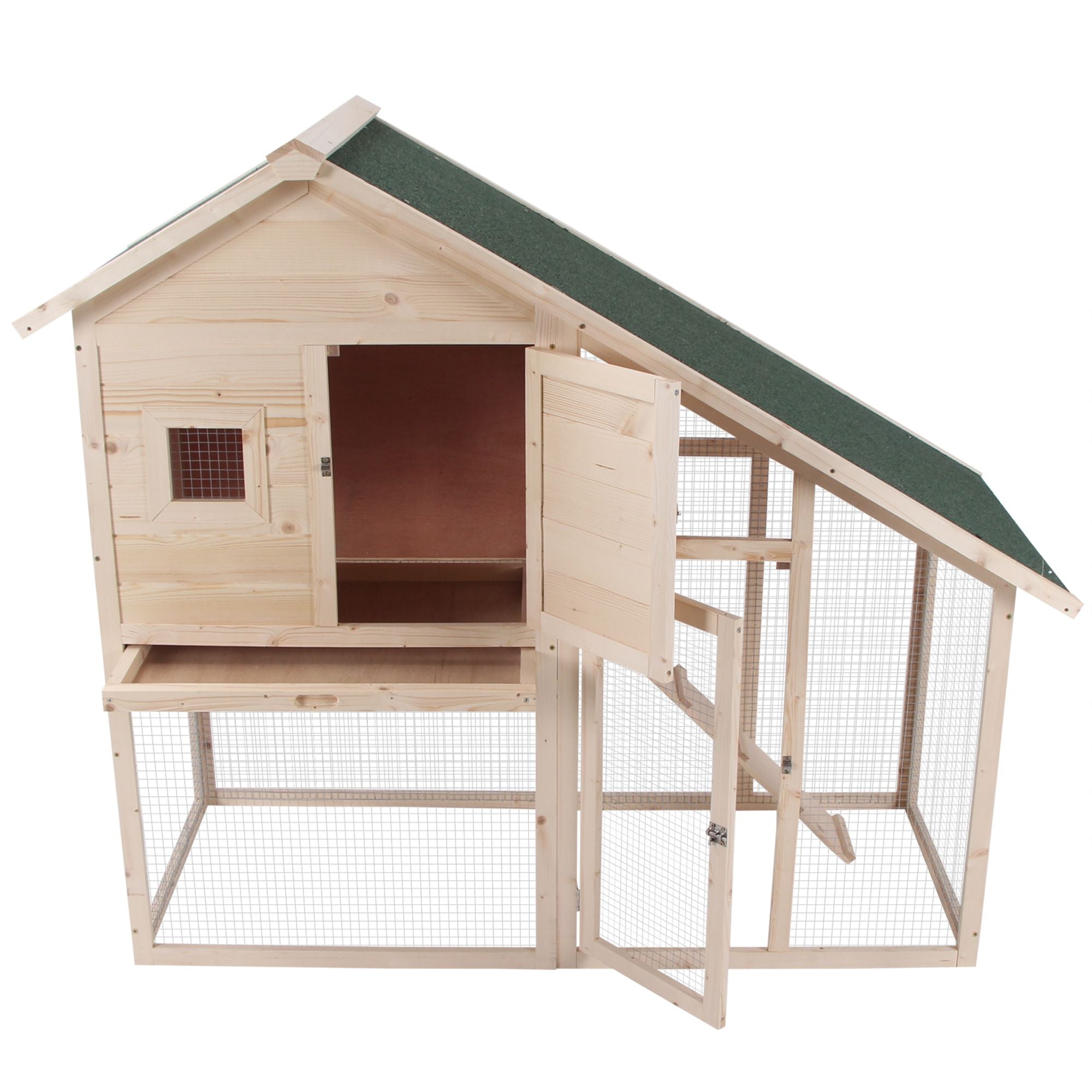 PawHut 2-Tier furniture-style Rabbit Hutch with Run & Ramp
