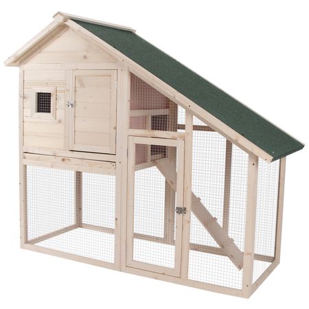 PawHut 2-Tier furniture-style Rabbit Hutch with Run & Ramp