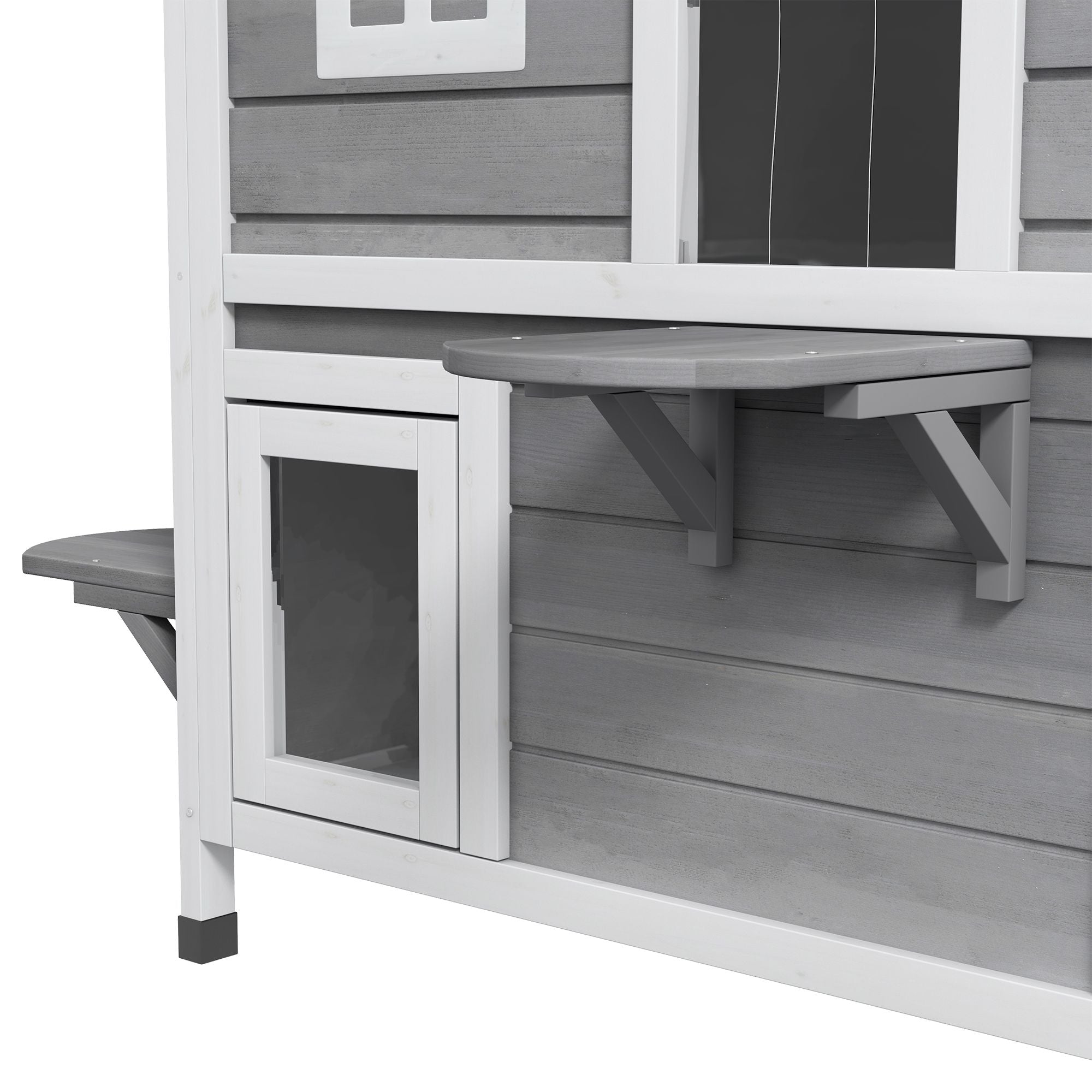 furniture-style 2-Story Outdoor Cat House with Asphalt Roof & Escape Openings