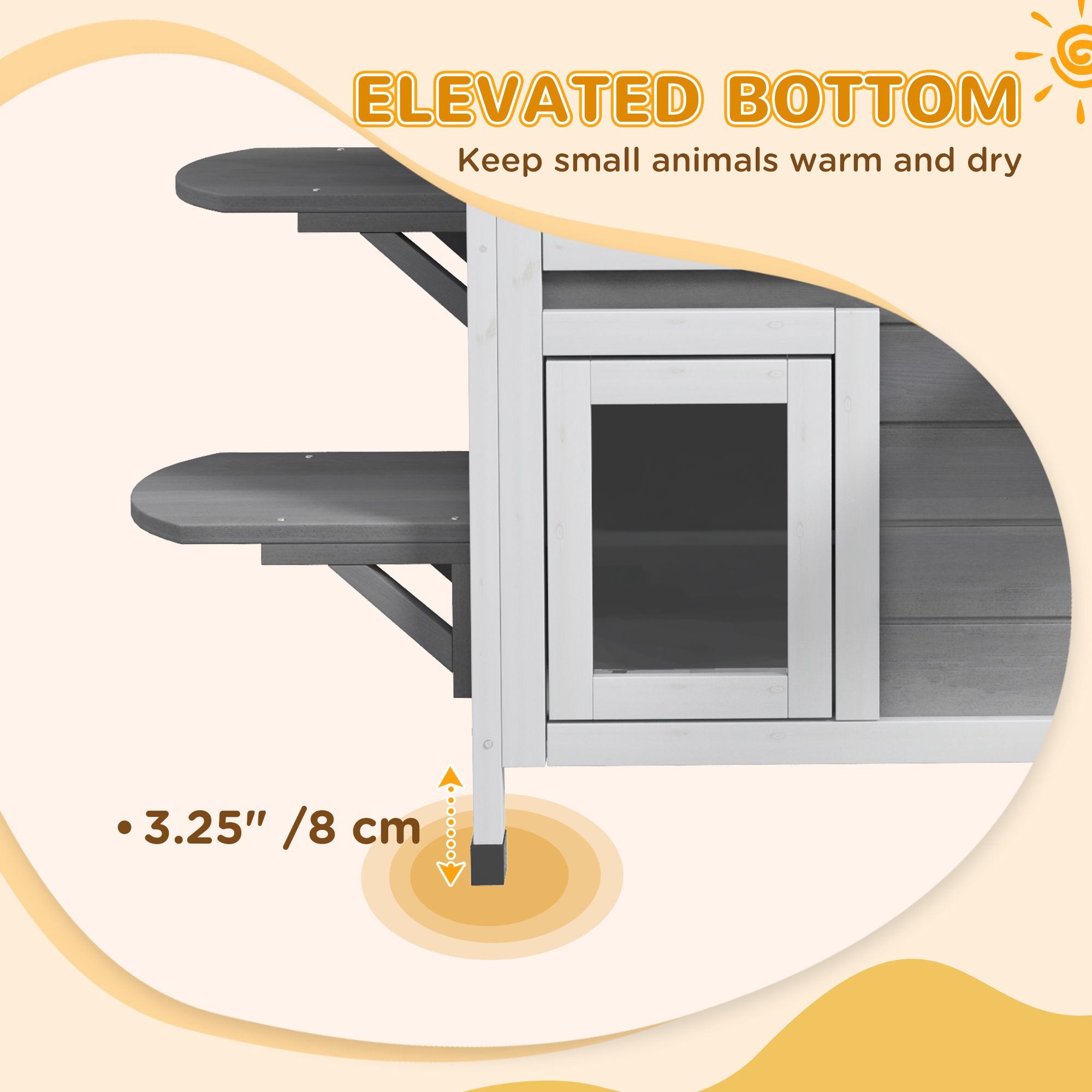 furniture-style 2-Story Outdoor Cat House with Asphalt Roof & Escape Openings