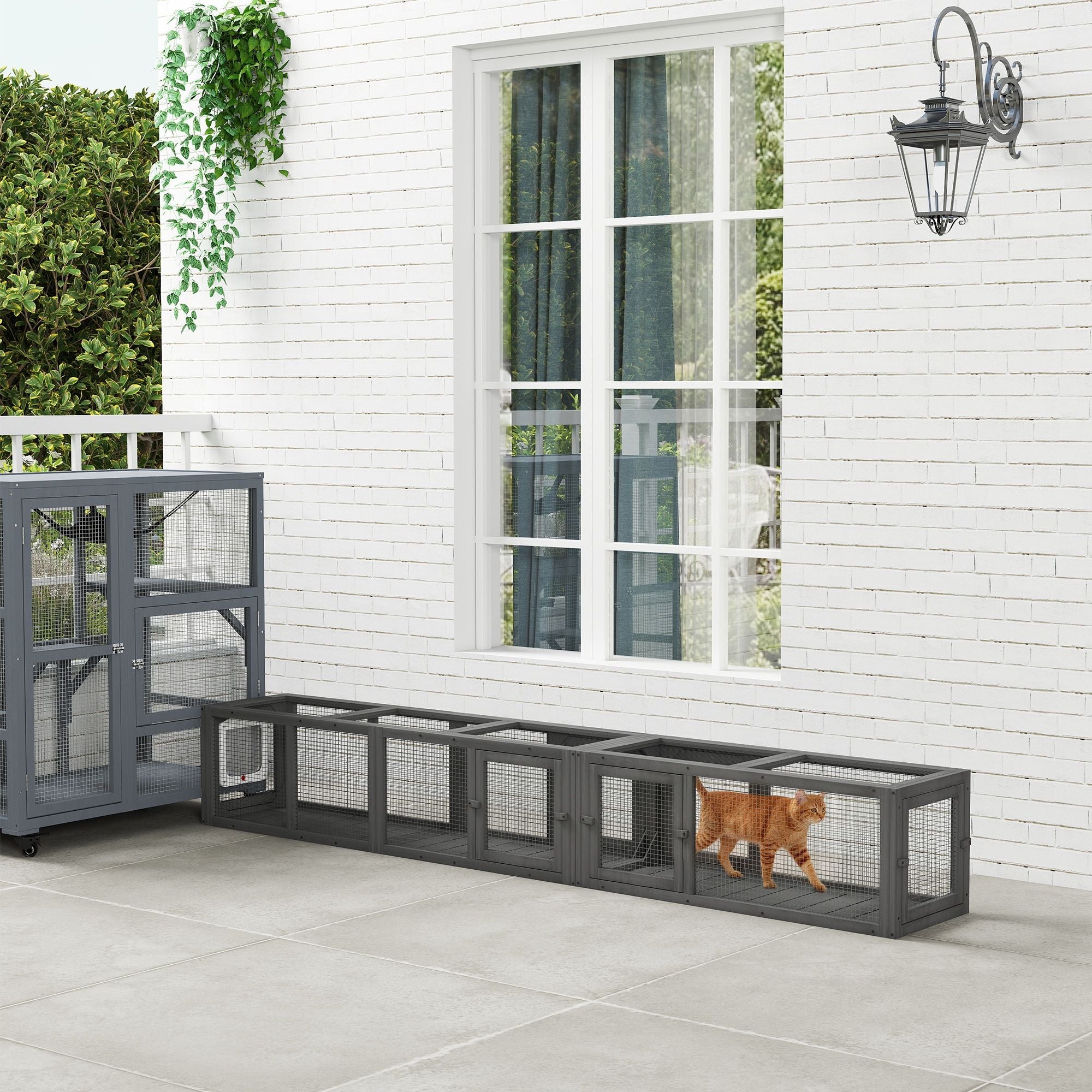 PawHut furniture-style Cat Tunnel – Flexible Outdoor Play with 8 Doors
