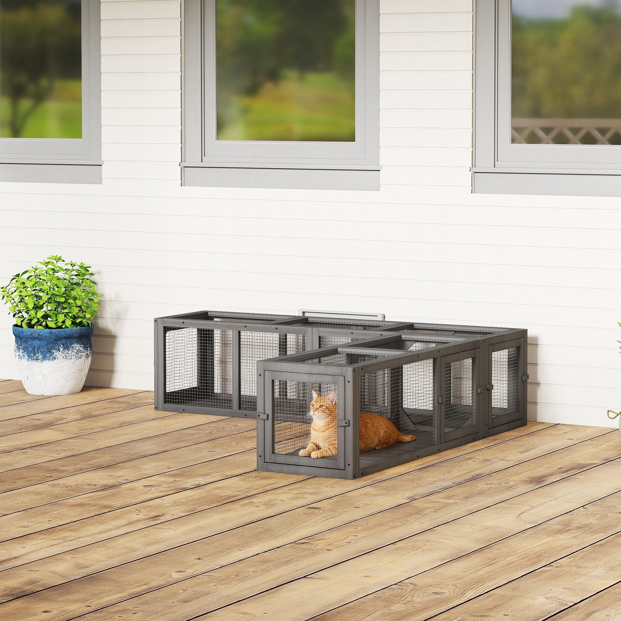 PawHut furniture-style Cat Tunnel – Flexible Outdoor Play with 8 Doors