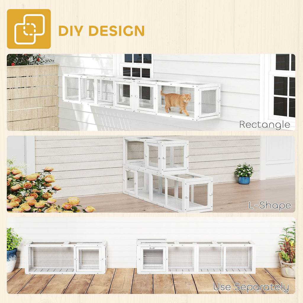 furniture-style 98" Cat Tunnel with 8 Doors for Indoor/Outdoor Exploration