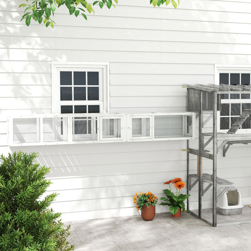 furniture-style 98" Cat Tunnel with 8 Doors for Indoor/Outdoor Exploration