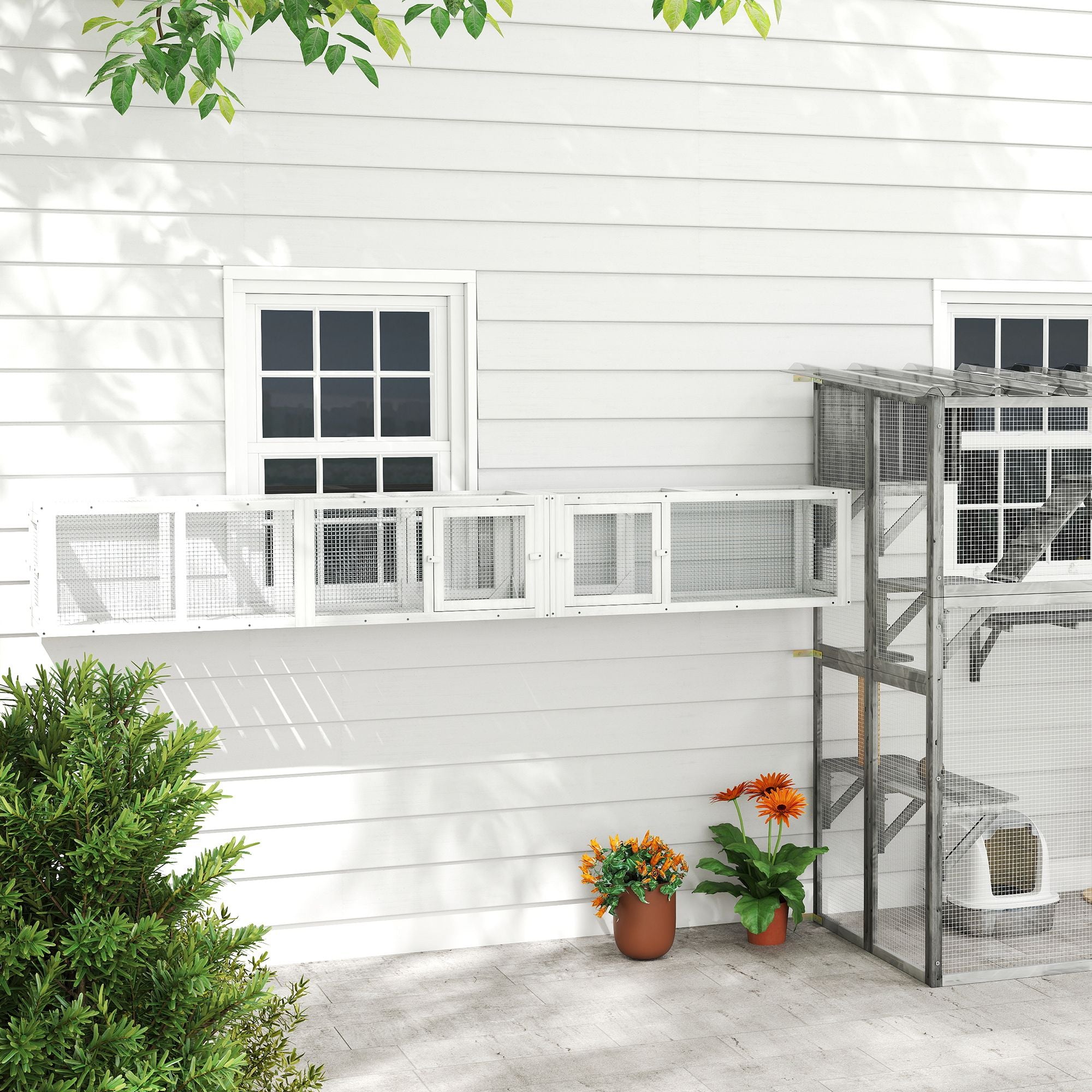 furniture-style 98" Cat Tunnel with 8 Doors for Indoor/Outdoor Exploration