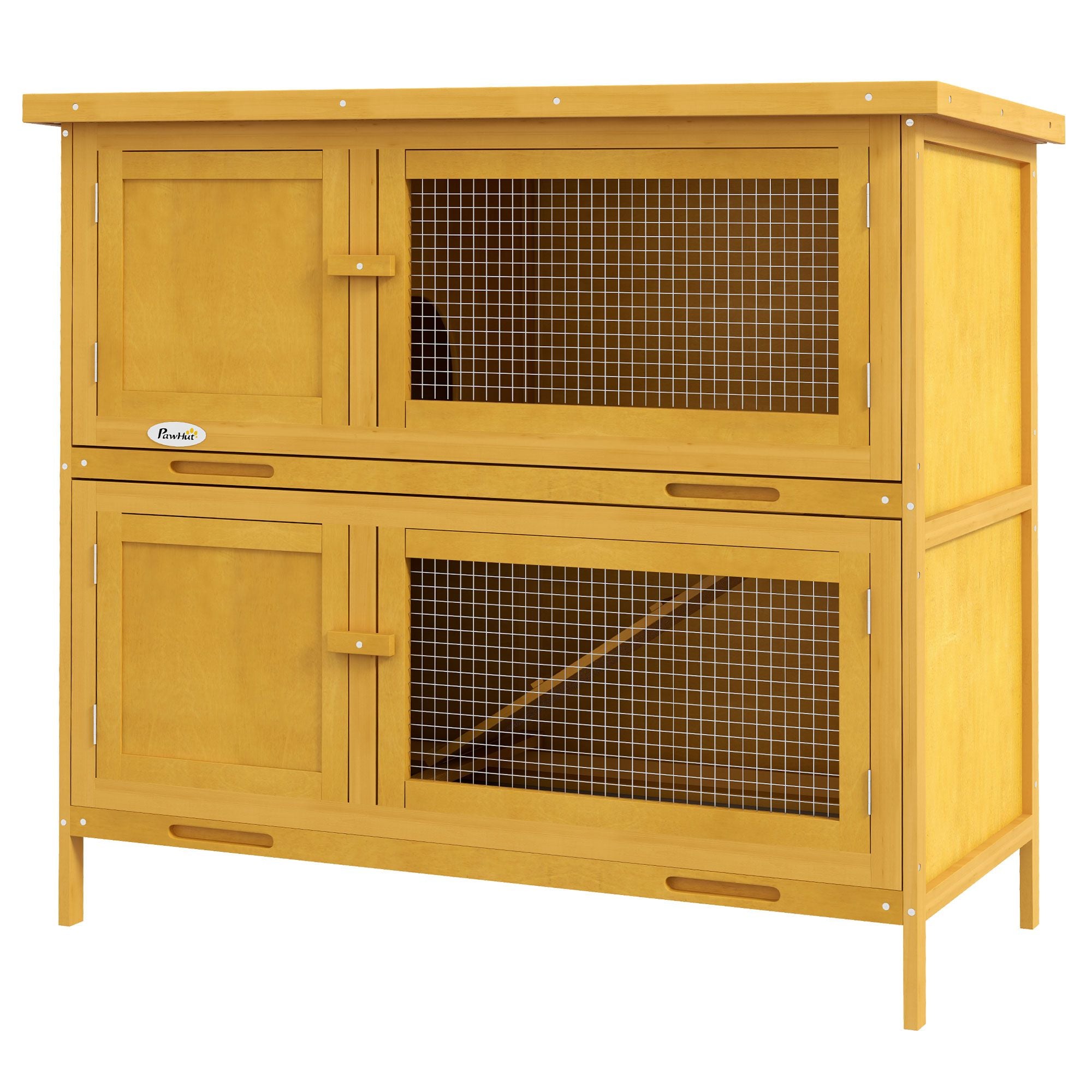 furniture-style Bunny Hutch with Ramp – Indoor/Outdoor Double House for Rabbits & Guinea Pigs
