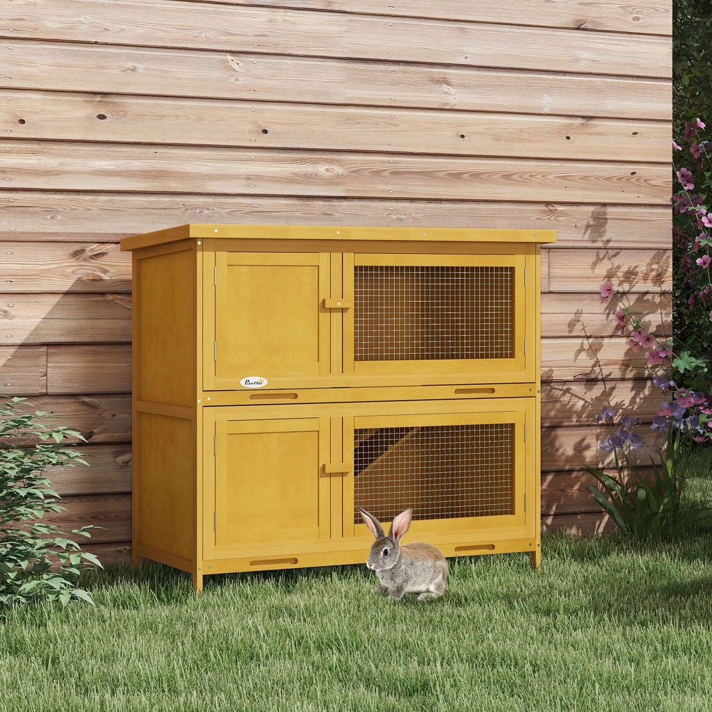 furniture-style Bunny Hutch with Ramp – Indoor/Outdoor Double House for Rabbits & Guinea Pigs