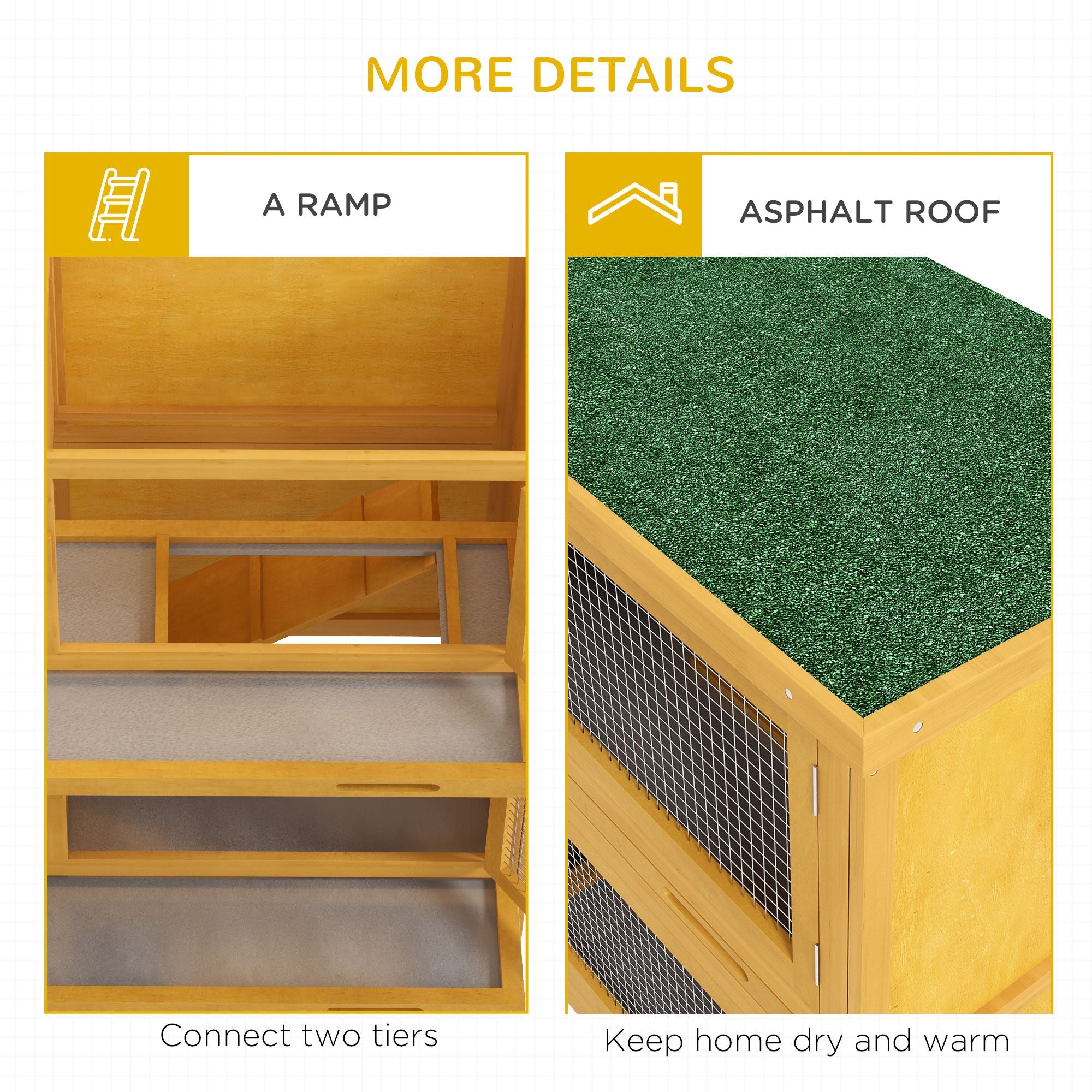 furniture-style Bunny Hutch with Ramp – Indoor/Outdoor Double House for Rabbits & Guinea Pigs