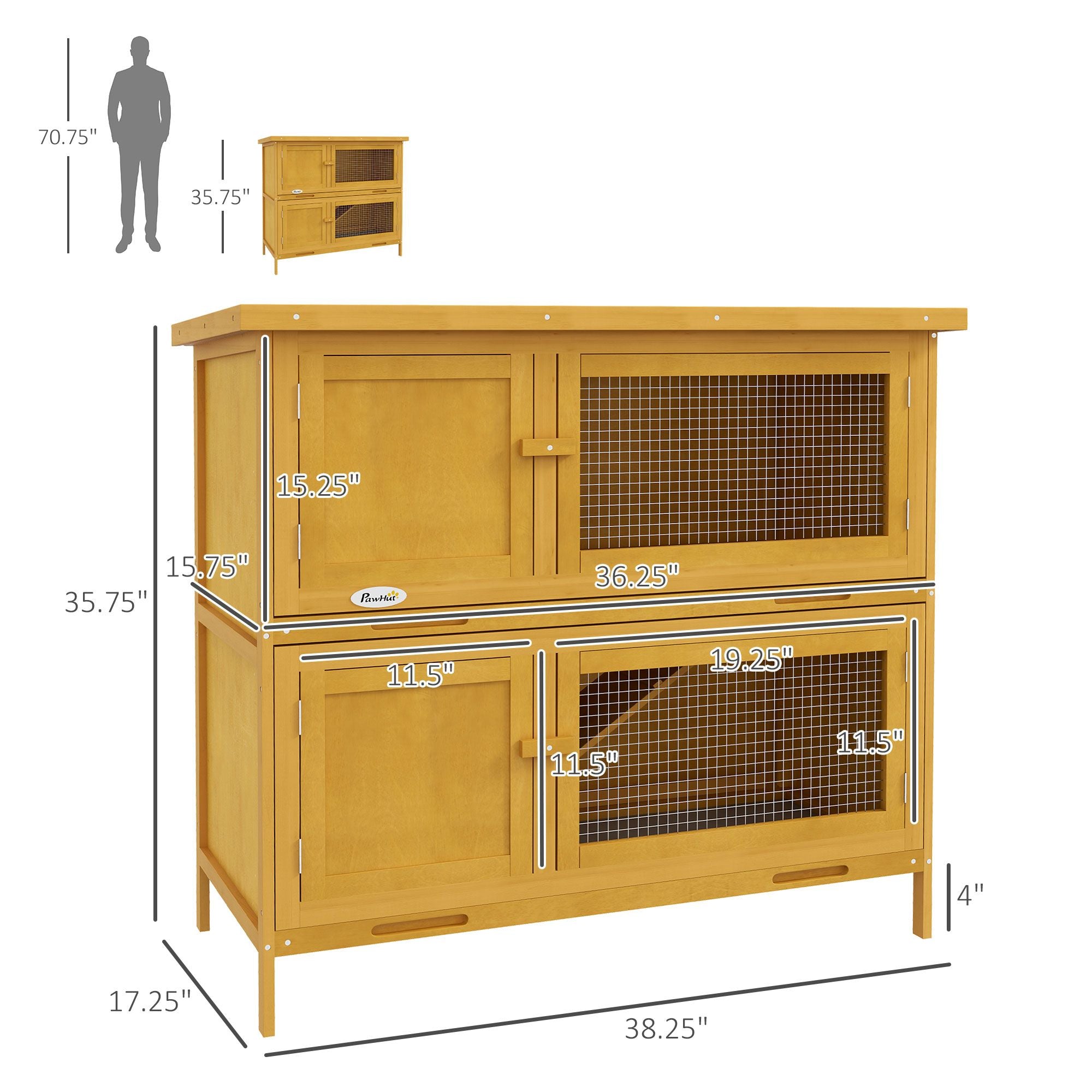 furniture-style Bunny Hutch with Ramp – Indoor/Outdoor Double House for Rabbits & Guinea Pigs