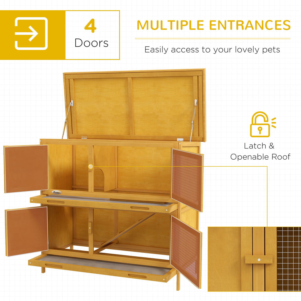 furniture-style Bunny Hutch with Ramp – Indoor/Outdoor Double House for Rabbits & Guinea Pigs