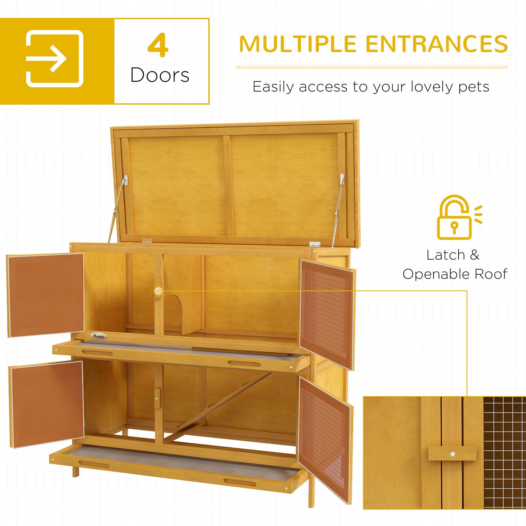 furniture-style Bunny Hutch with Ramp – Indoor/Outdoor Double House for Rabbits & Guinea Pigs