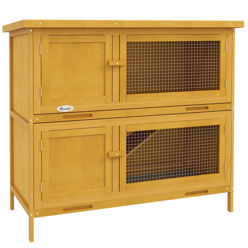 furniture-style Bunny Hutch with Ramp – Indoor/Outdoor Double House for Rabbits & Guinea Pigs