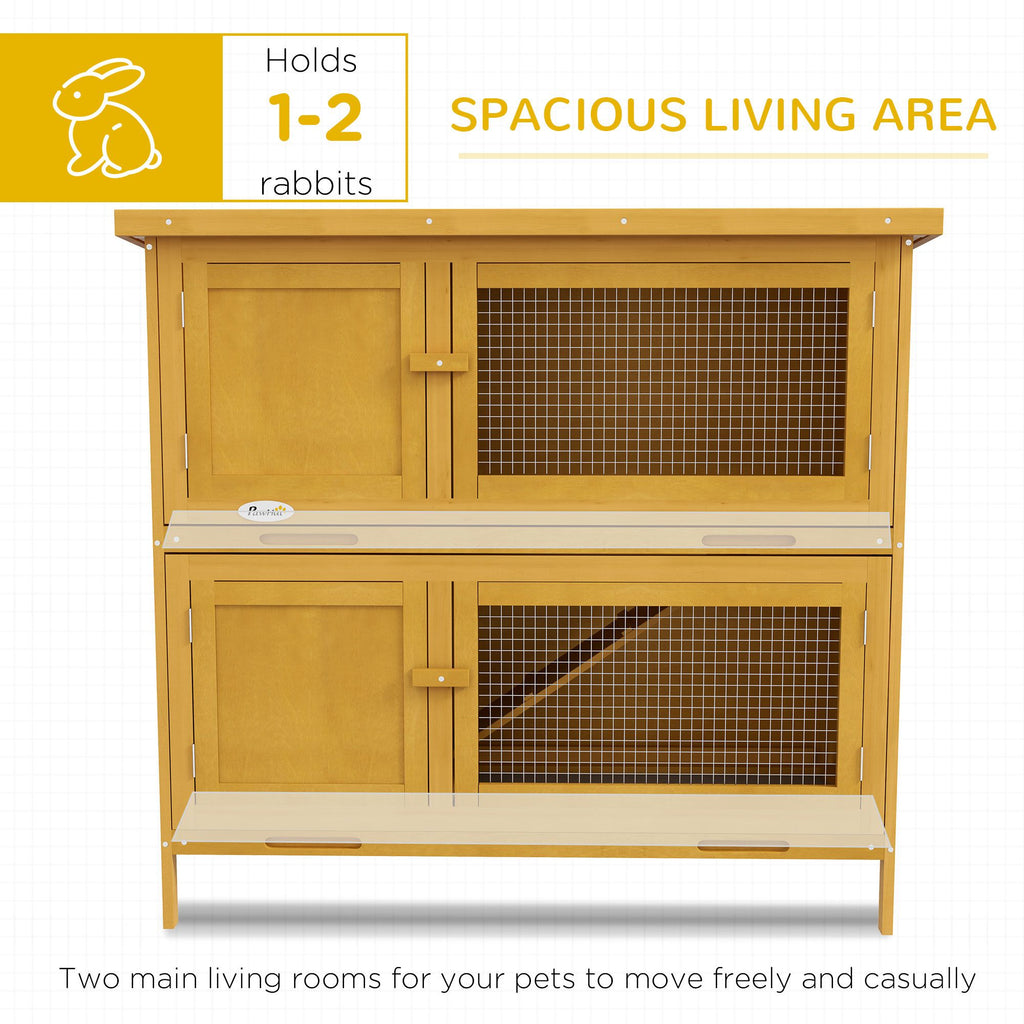 furniture-style Bunny Hutch with Ramp – Indoor/Outdoor Double House for Rabbits & Guinea Pigs