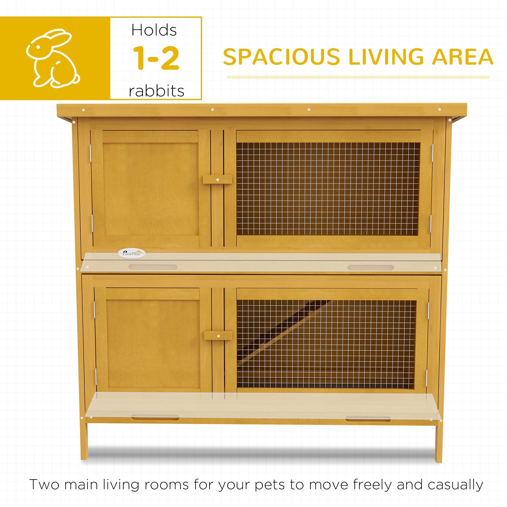 furniture-style Bunny Hutch with Ramp – Indoor/Outdoor Double House for Rabbits & Guinea Pigs