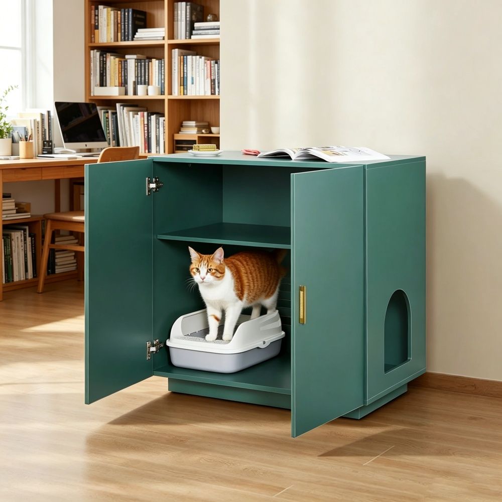 Wooden Cat Box Cabinet