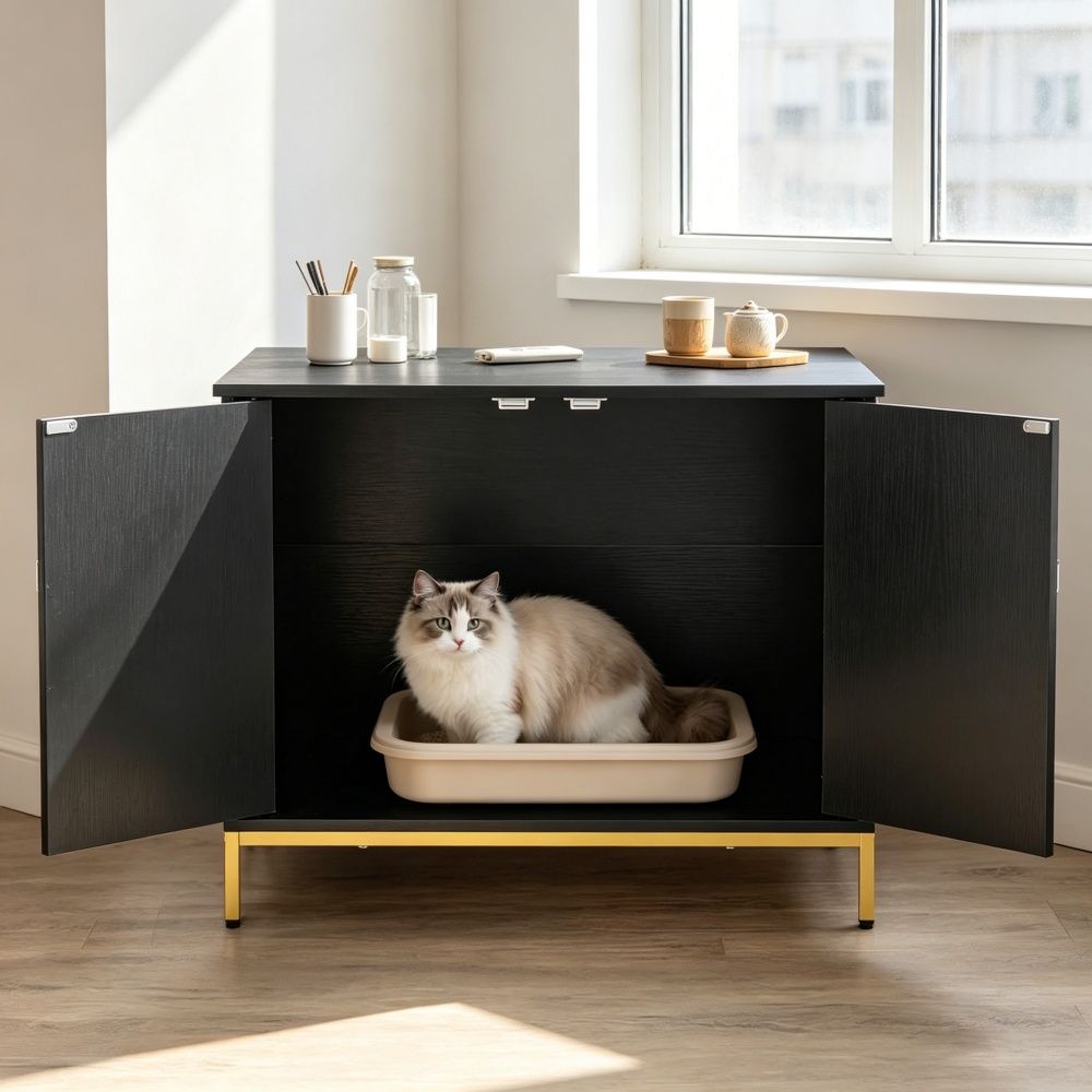 Wooden Cat Box Cabinet