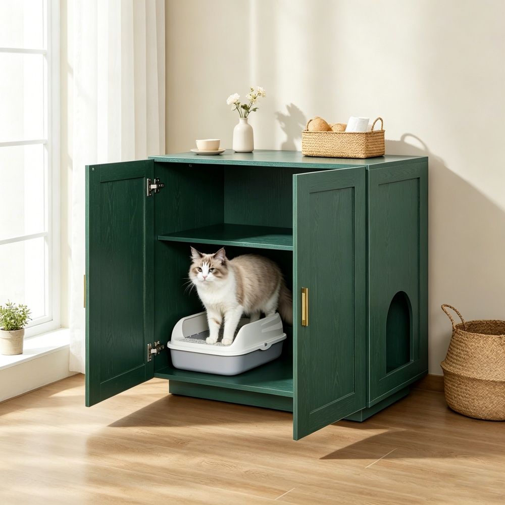 Wooden Cat Box Cabinet