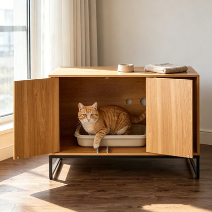 Odor-Blocking furniture-style Cat Litter Box Cabinet