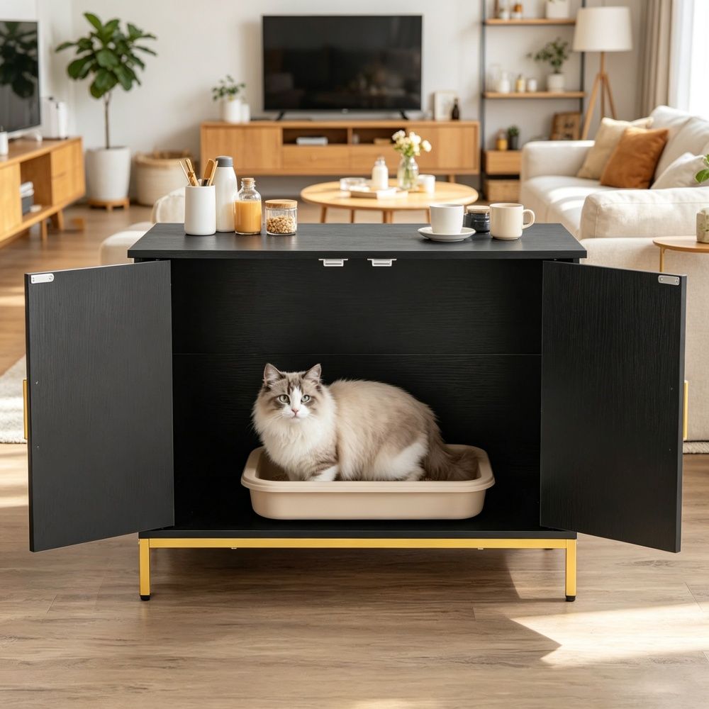 Wooden Cat Box Cabinet