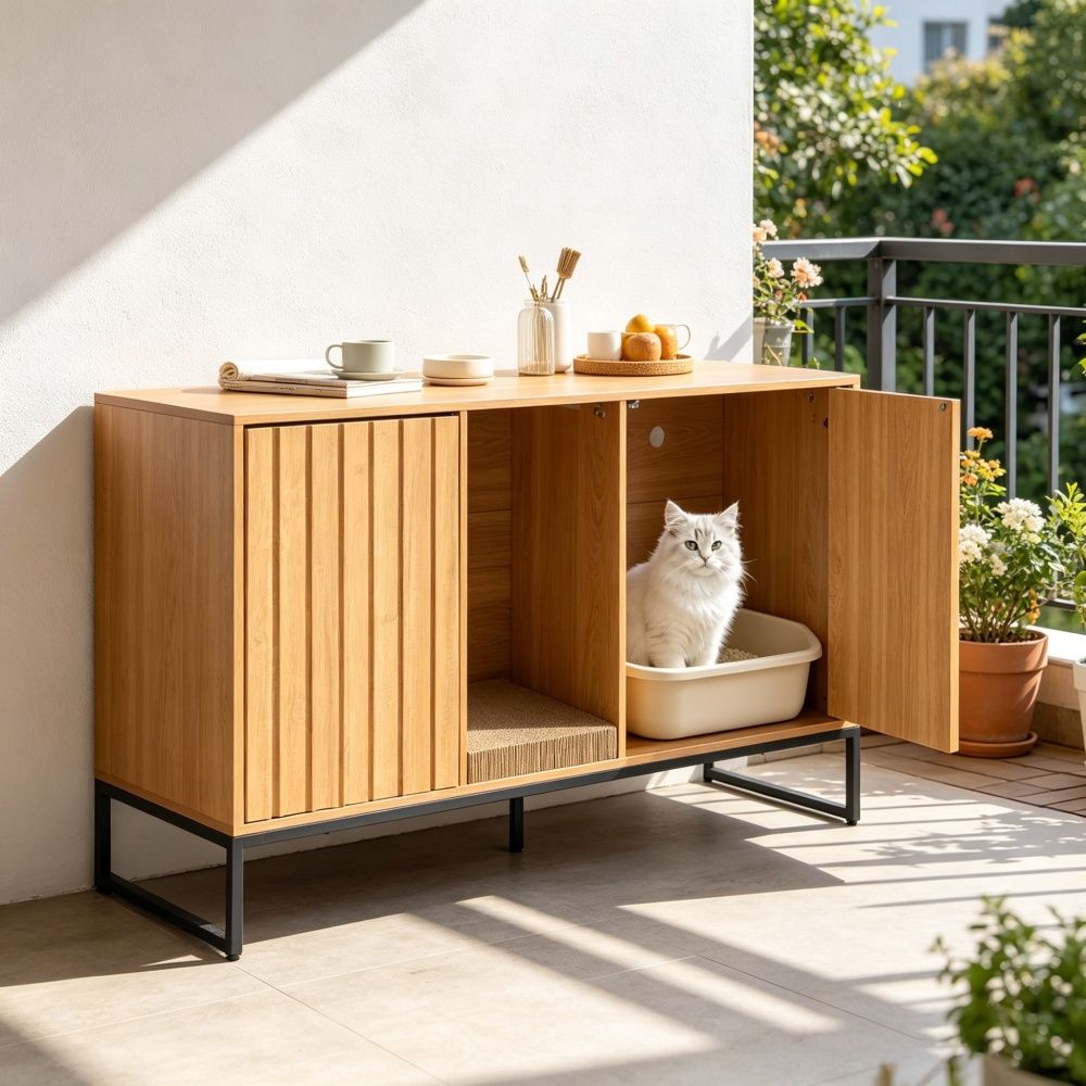 Wooden Cat Box Cabinet