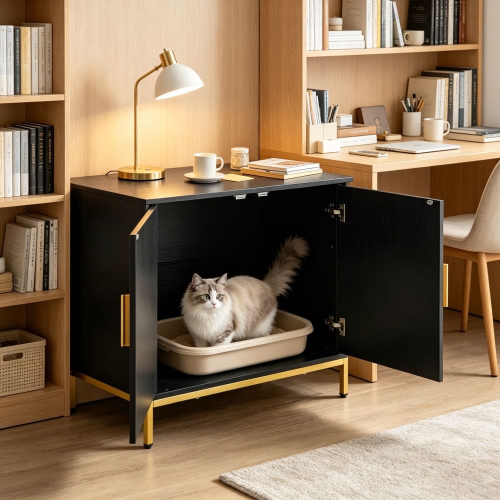 Wooden Cat Box Cabinet