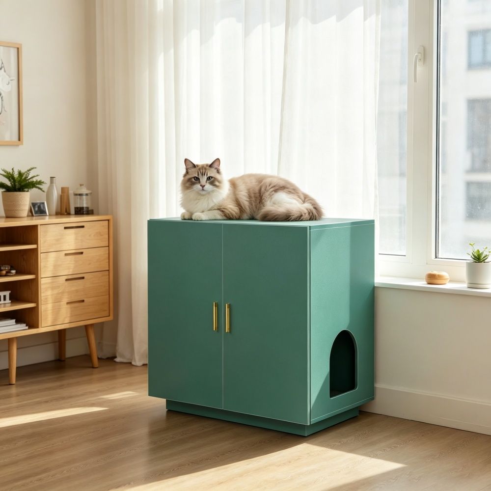 Wooden Cat Box Cabinet