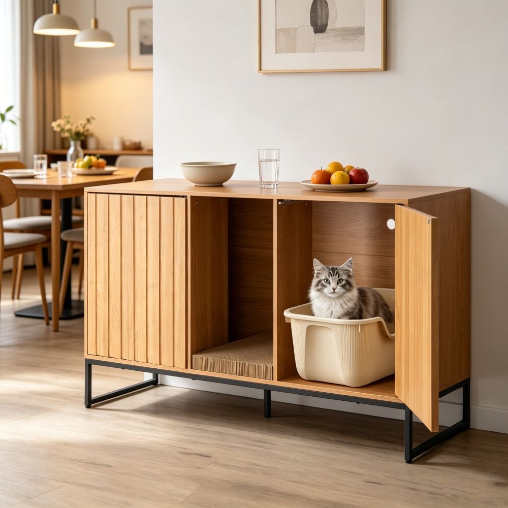 Wooden Cat Box Cabinet