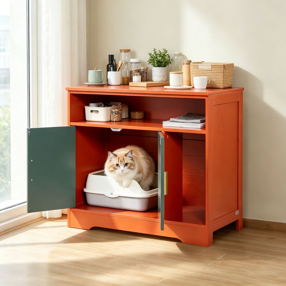 Wooden Cat Box Cabinet