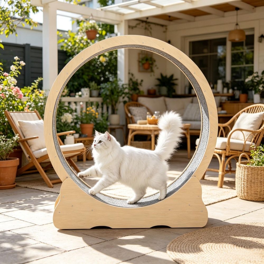 furniture-style Cat Exercise Wheel – Spacious, Quiet & Safe for Large Cats