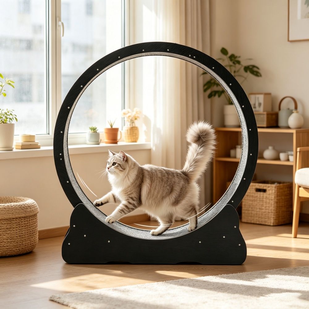Spacious Cat Exercise Wheel for Medium to Large Cats – Quiet & Safe