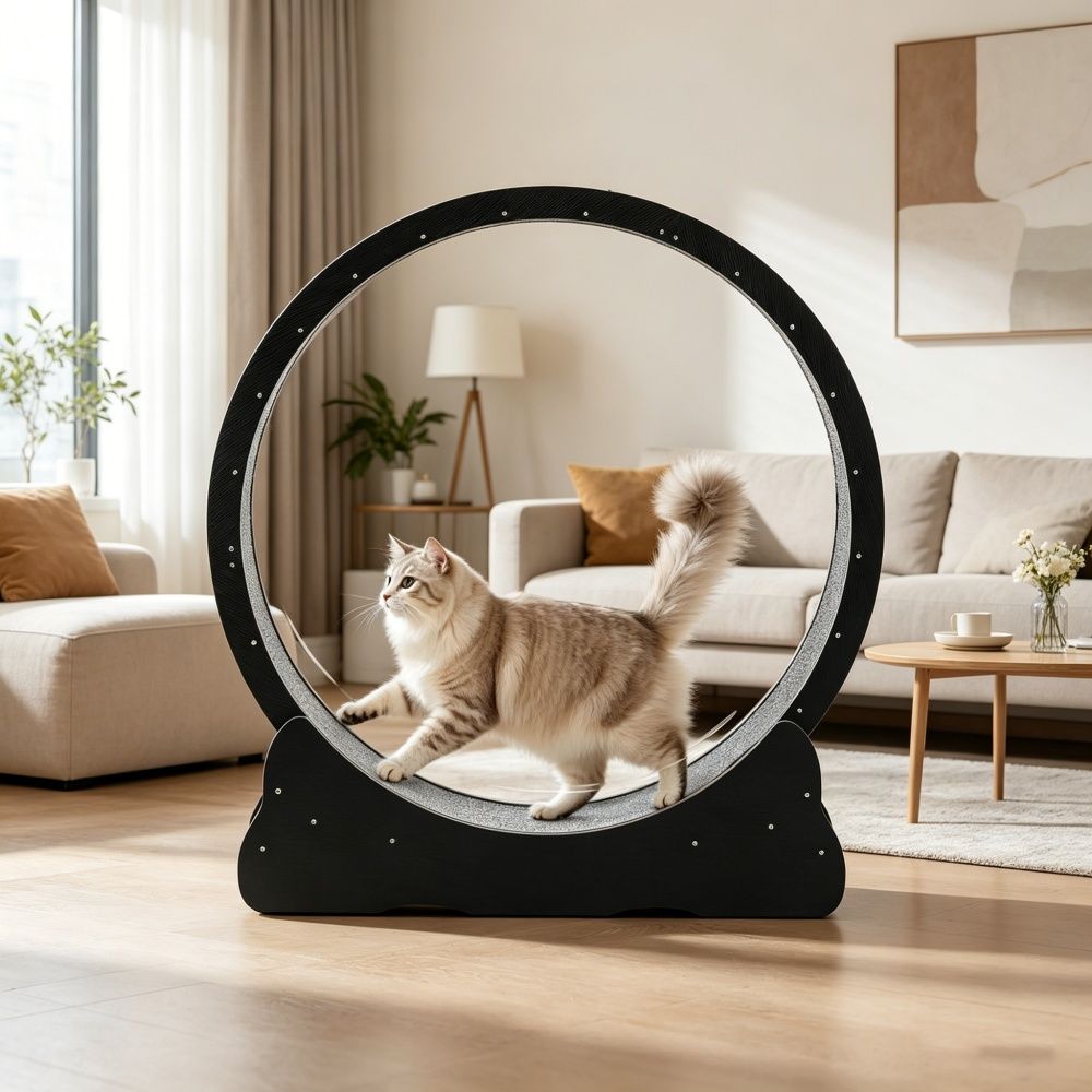 Spacious Cat Exercise Wheel for Medium to Large Cats – Quiet & Safe