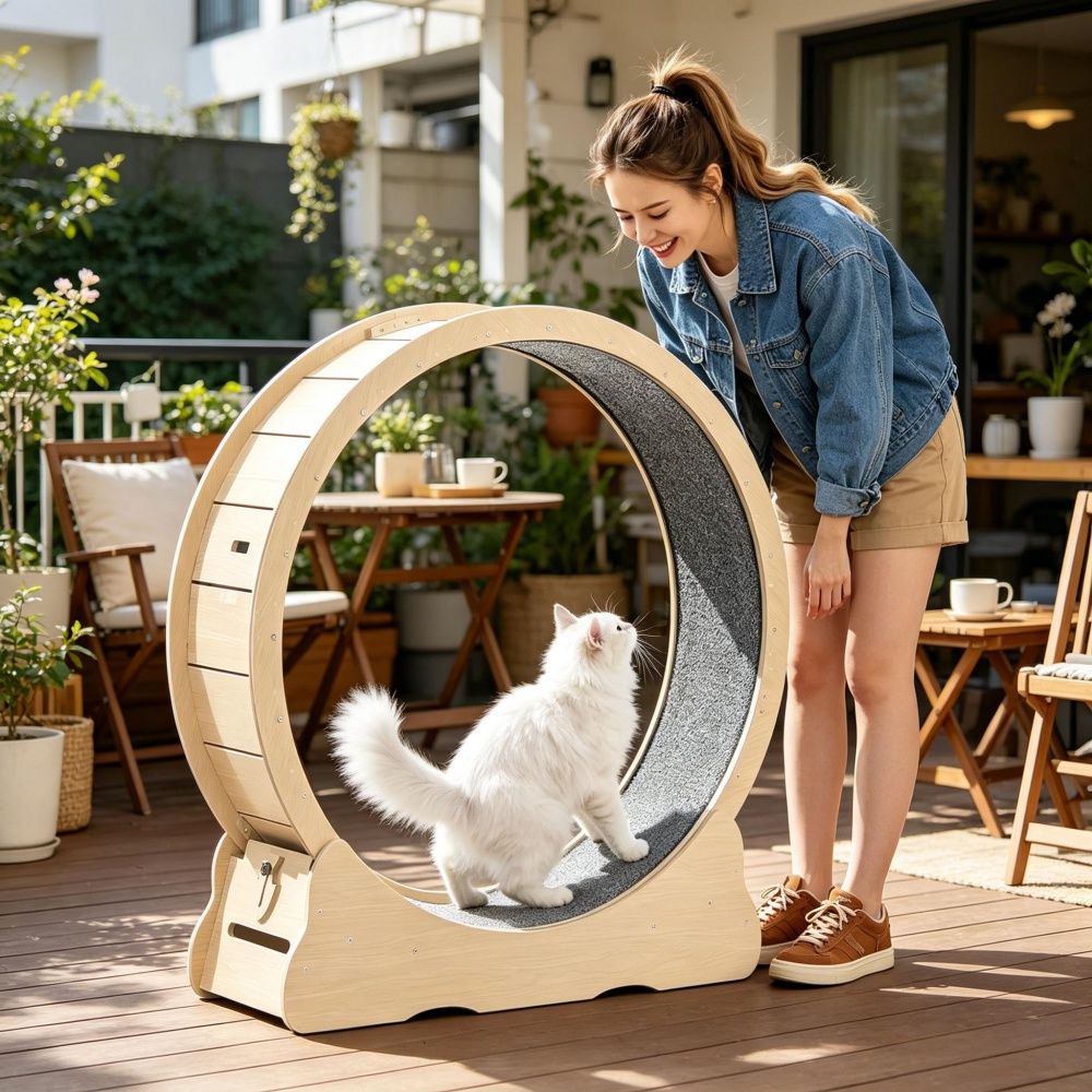 furniture-style Cat Exercise Wheel – Spacious, Quiet & Safe for Large Cats