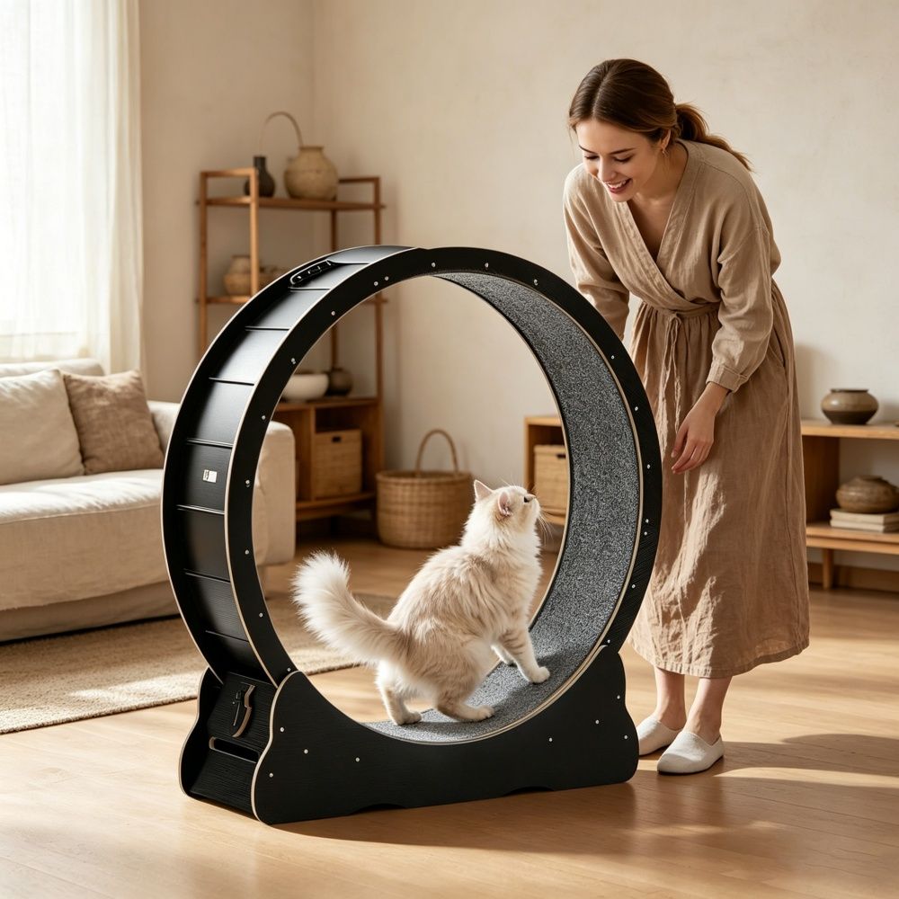 Spacious Cat Exercise Wheel for Medium to Large Cats – Quiet & Safe