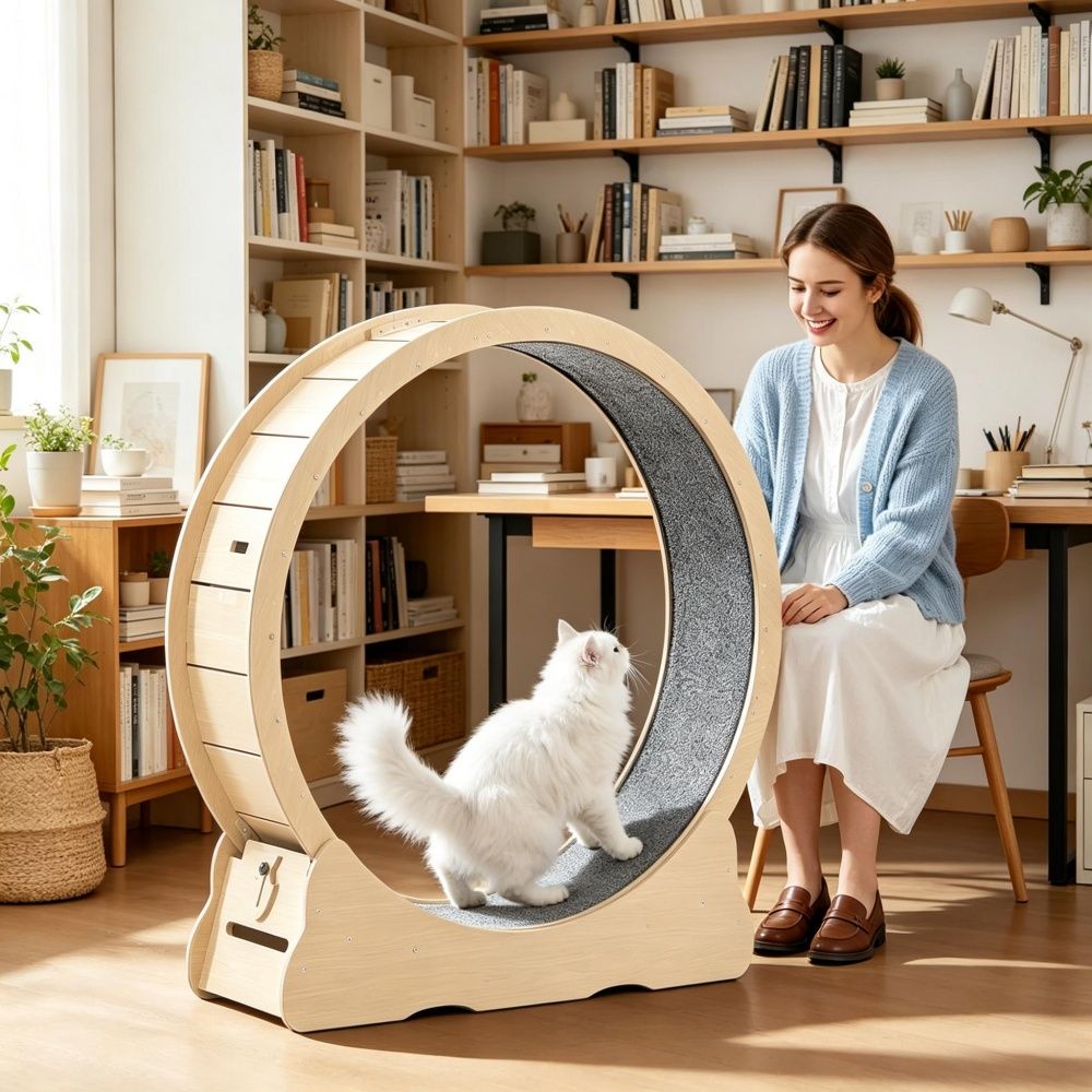 furniture-style Cat Exercise Wheel – Spacious, Quiet & Safe for Large Cats